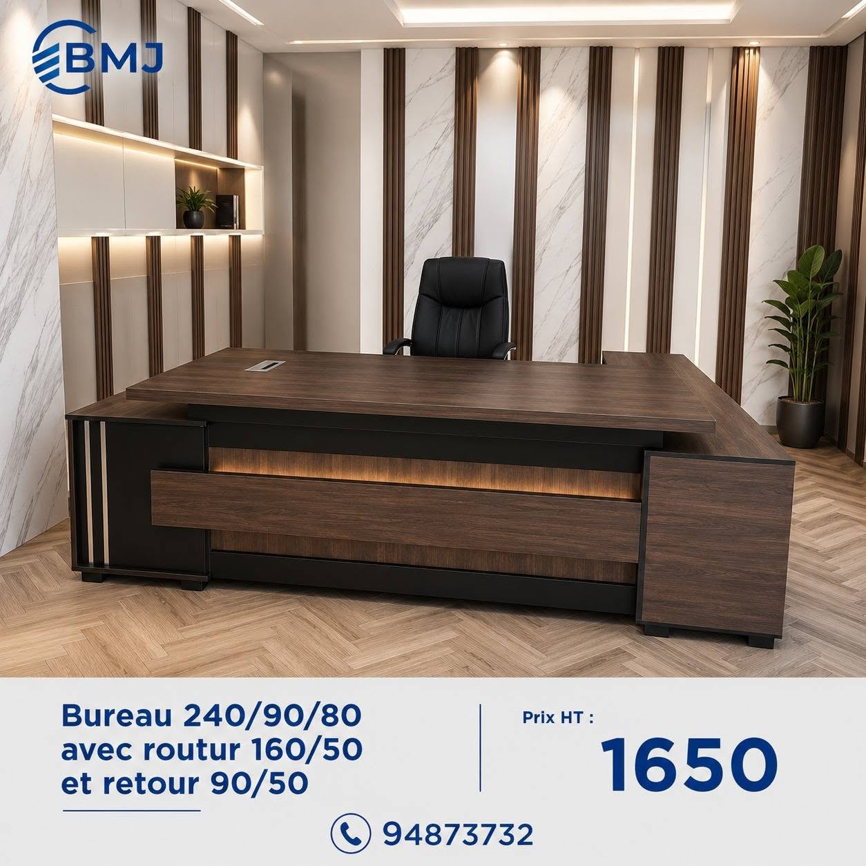 Bureau 240/90/80 avec Double Retour
